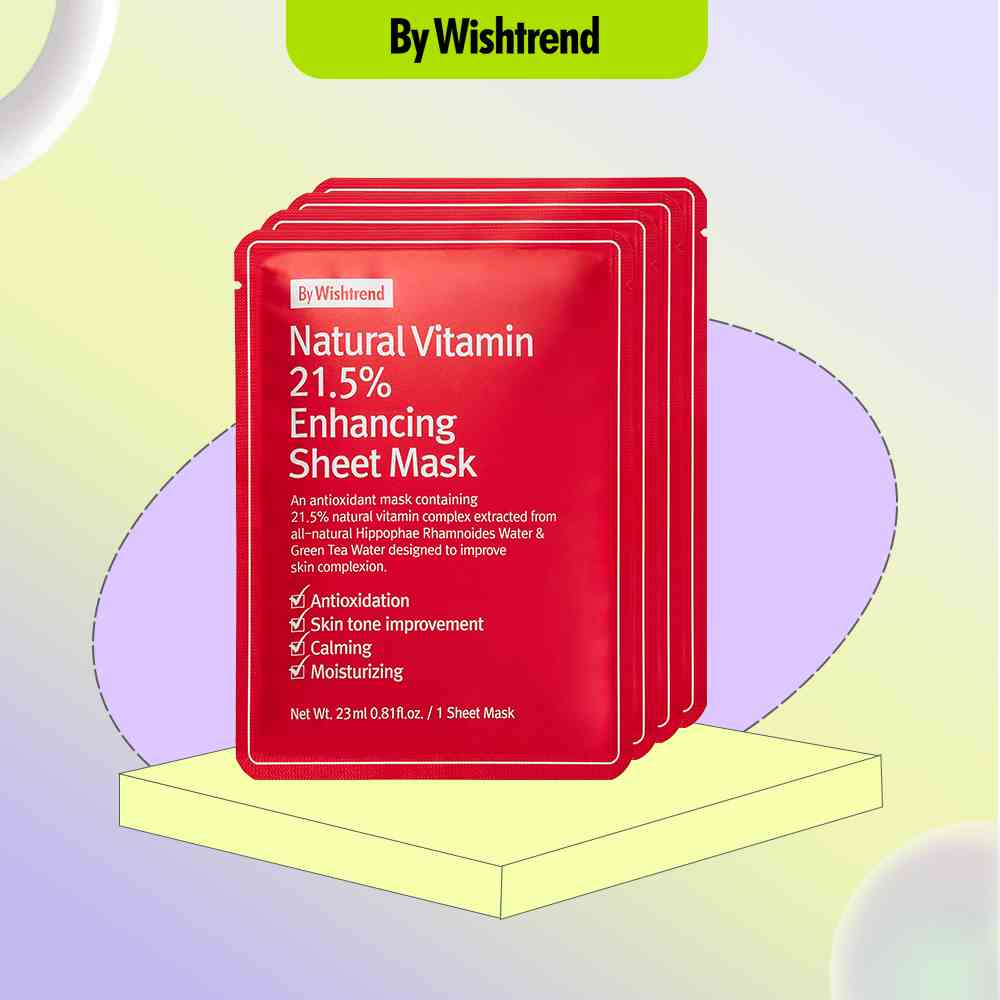 Combo 4 By Wishtrend Mặt Nạ Giấy Natural Vitamin 21.5% Enhancing Sheet Mask 23ml