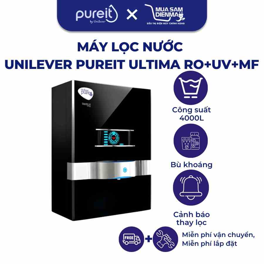 (Miễn phí lắp đặt )Máy Lọc Nước UNILEVER Pureit Ultima Lọc Nguyên Khối Tích Hợp Công Nghệ RO + UV + MF