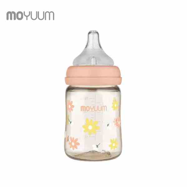 Bình sữa MOYUUM nhựa PPSU 170ml núm 0-3m phiên bản Hoa cúc Hồng