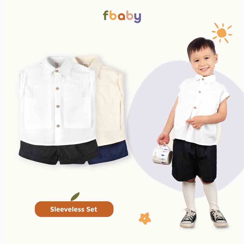 Bộ sơ mi hè bé trai 4 túi phối sát nách Fbaby - FB018