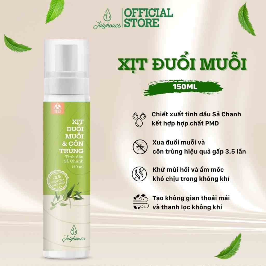 (Mới) Xịt phòng đuổi muỗi Julyhouse 20ml/150m tinh dầu sả chanh công thức cải tiến mới xua đuổi côn trùng hiệu quả