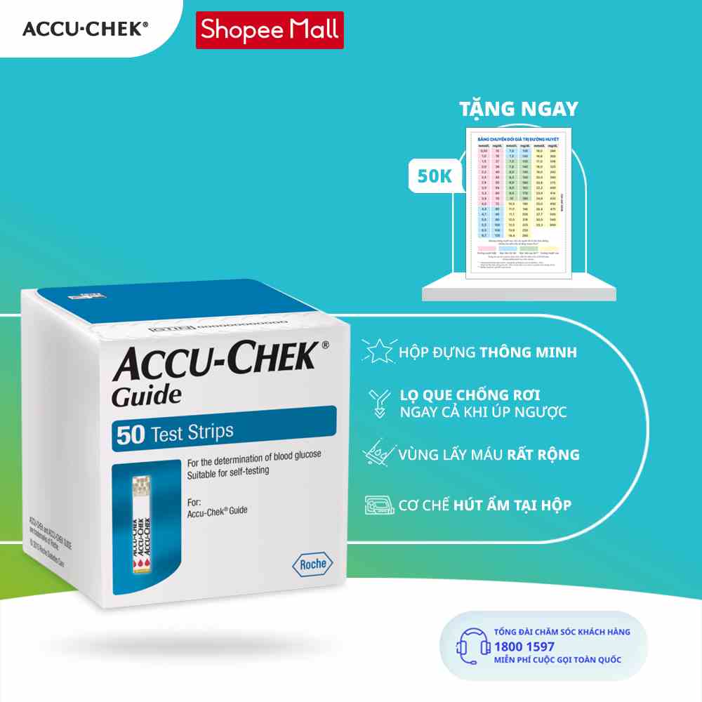 Hộp 50 Que Thử Đường Huyết ACCU-CHEK® Guide