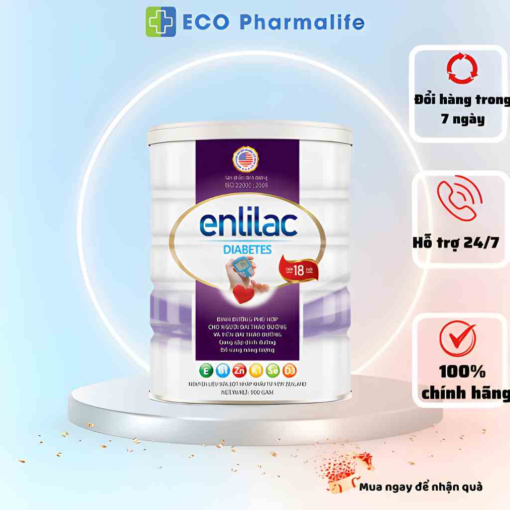 Sữa Bột Enlilac Diabetes 400gr/900gr Giúp Ổn Định Đường Huyết, Tốt Cho Tim Mạch, Bổ Sung Chất Dinh Dưỡng