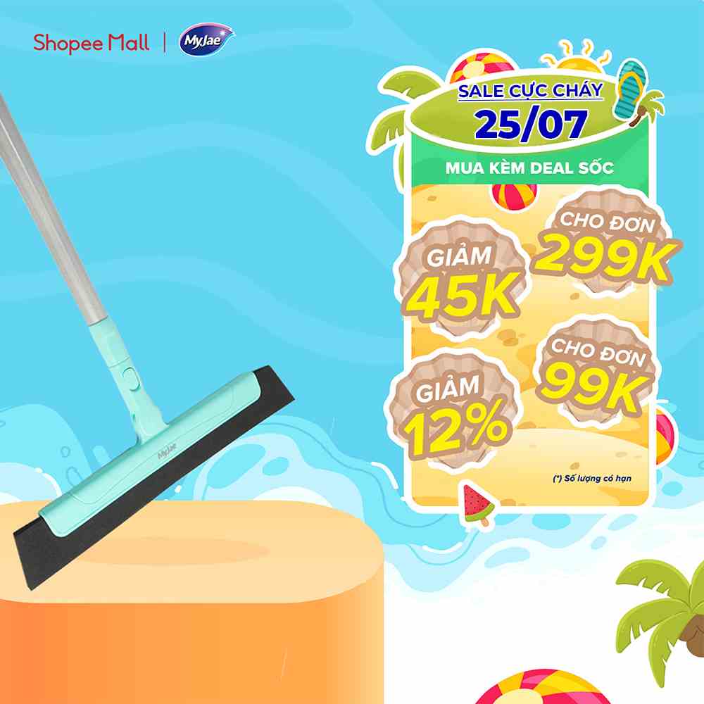 [Voucher 12% - đơn từ 0Đ]Cây Gạt Nước EVA Đa Năng MyJae Xoay 180 Độ, Chổi Quét Nhà Chống Dính Có Thể Thu Gọn