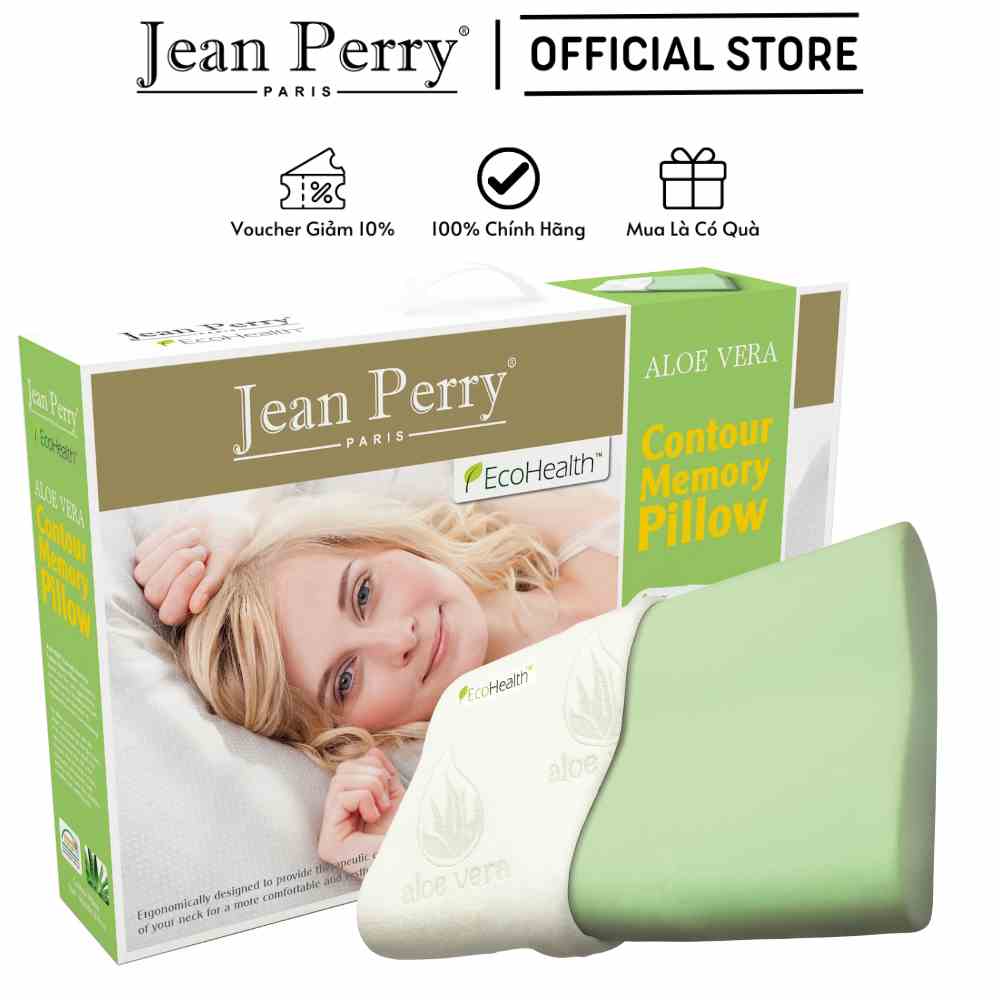 Gối nằm chiết xuất nha đam Jean Perry Memory Foam Aloe Vera 40x60x11/9cm