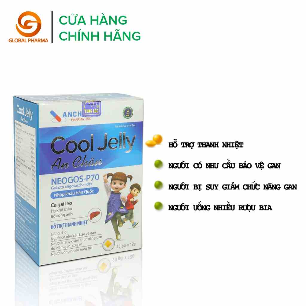 Thạch cool-jelly AnChau hỗ trợ thanh nhiệt bảo vệ gan hạn chế tác hại của rượu bia hộp 20 gói - Global Pharma