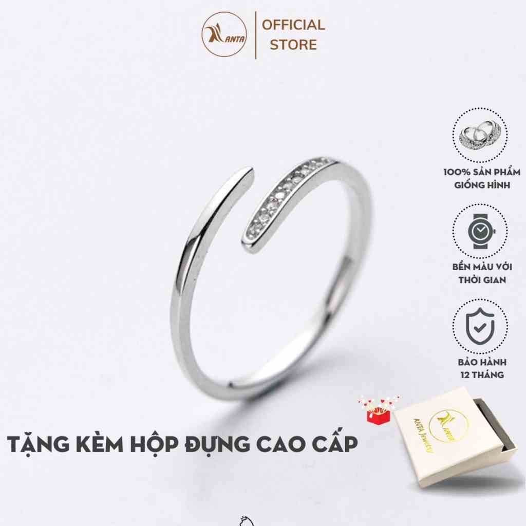 [Mã BMLTB35 giảm đến 35K đơn 99K] Nhẫn nữ bạc ATJ9035 đính đá có thể điều chỉnh size Freesize Ring ANTA Jewelry