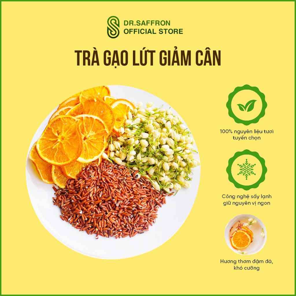 Trà gạo lứt giảm cân (gồm cam thái lát, gạo lứt, hoa nhài)