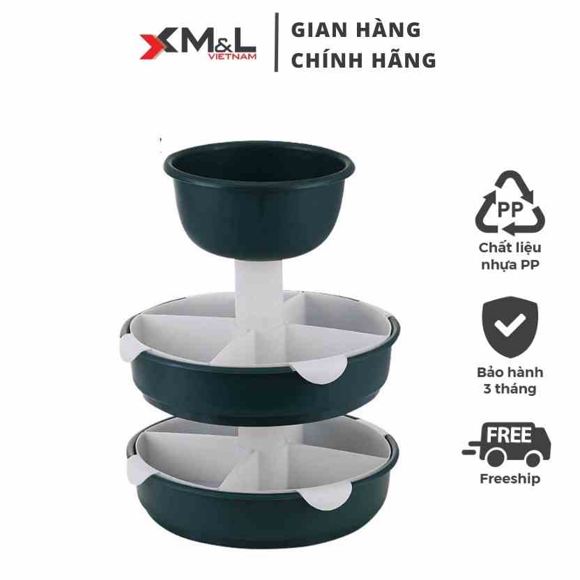 Khay lẩu đựng thức ăn, hoa quả  đa năng M&L xoay 360 độ nhiều ngăn phân loại thực phẩm