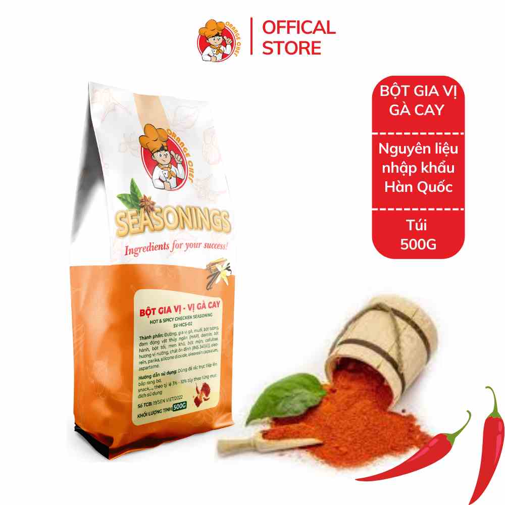 [Mã BMLTB35 giảm đến 35K đơn 99K] Bột Gia Vị Gà Cay Hot & Spicy Chicken Seasoning - Orange Chef Túi 500g