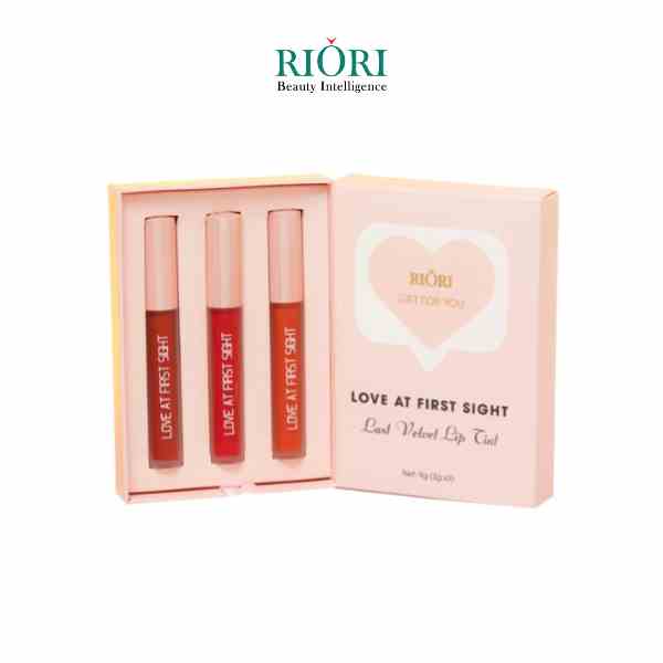 Set Son Kem Lỳ Lâu Trôi Dưỡng Ẩm Môi - Love At First Sight RIORI (3 cây)