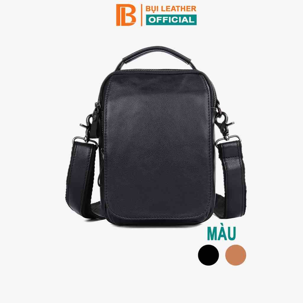 Túi đeo chéo nam mini Bụi Leather - DC104 da bò thật đựng vừa ipad mini, các vật dụng cá nhân phong cách unisex, BH 12 t