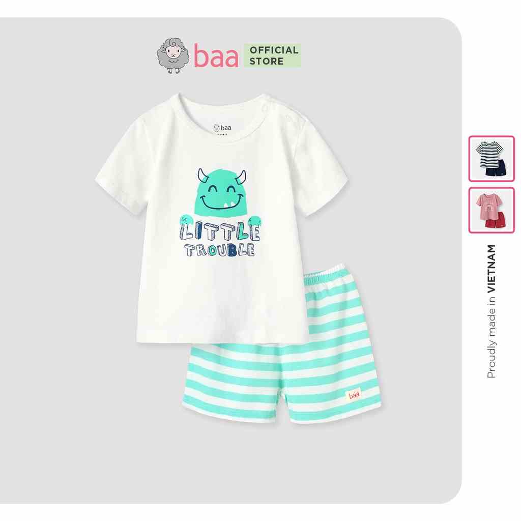 Đồ bộ bé trai cotton in họa tiết, bộ ngủ bé trai từ 1 tuổi - 7 tuổi Baa Baby - BT-DB03N-03