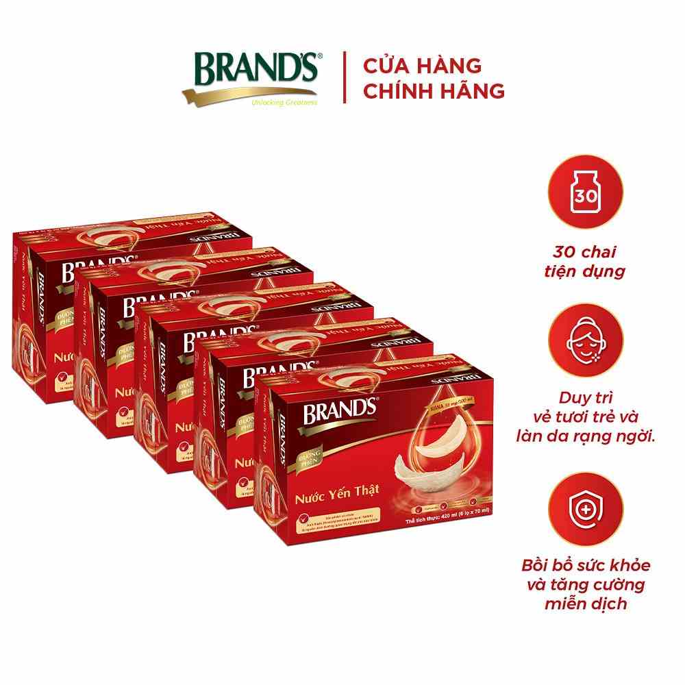 [Mã BMLTB200 giảm đến 100K đơn 499K] Combo 5 nước yến thật BRANDS đường phèn (70 ml x 30 lọ)