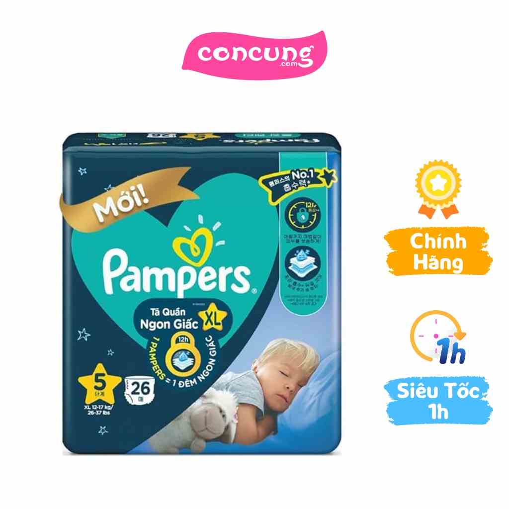 Tã quần Pampers ngủ ngon size XL 12-17kg 26 miếng