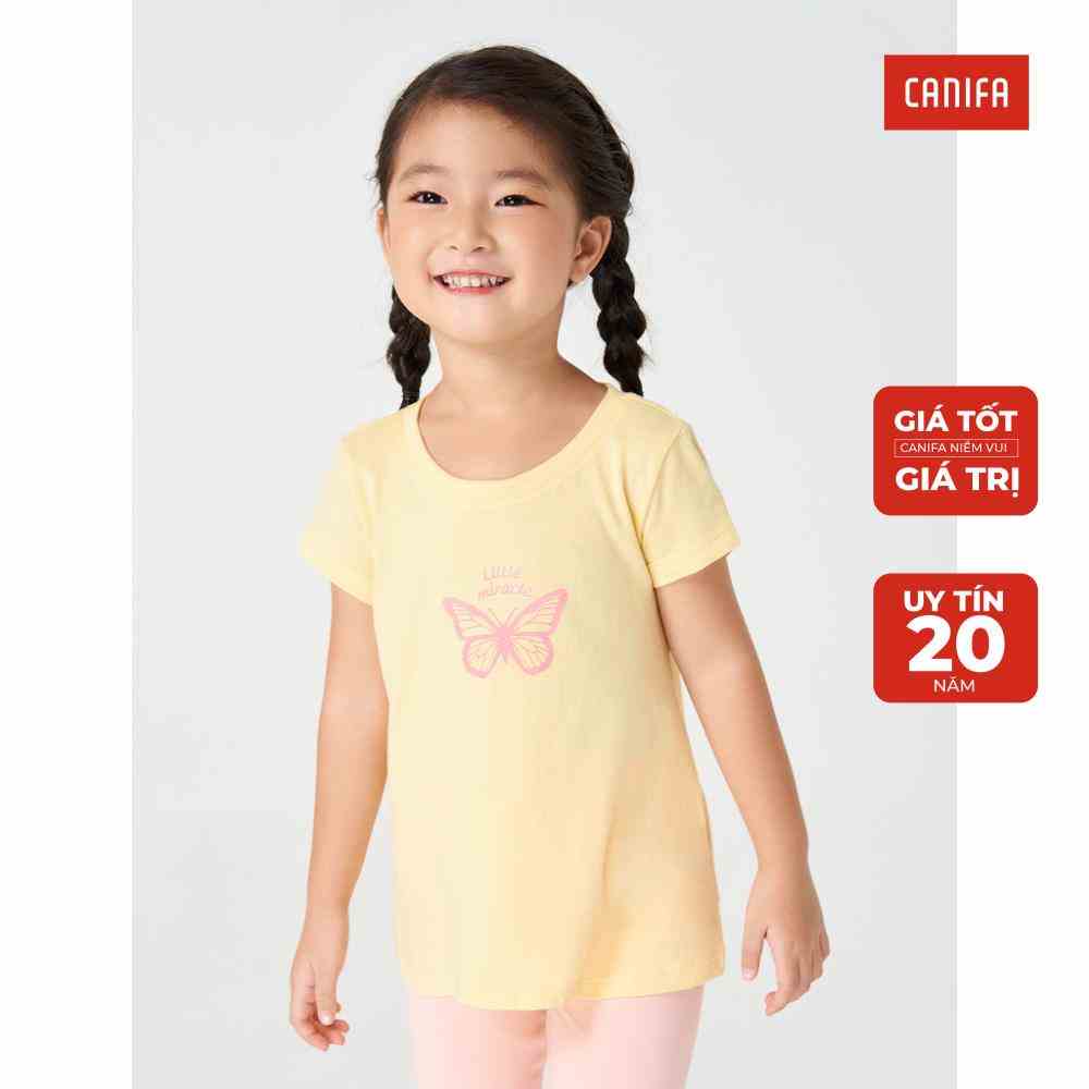 Áo phông bé gái CANIFA combo 2 áo chất liệu cotton cổ tròn tay cộc thoáng mát 1LA22S001