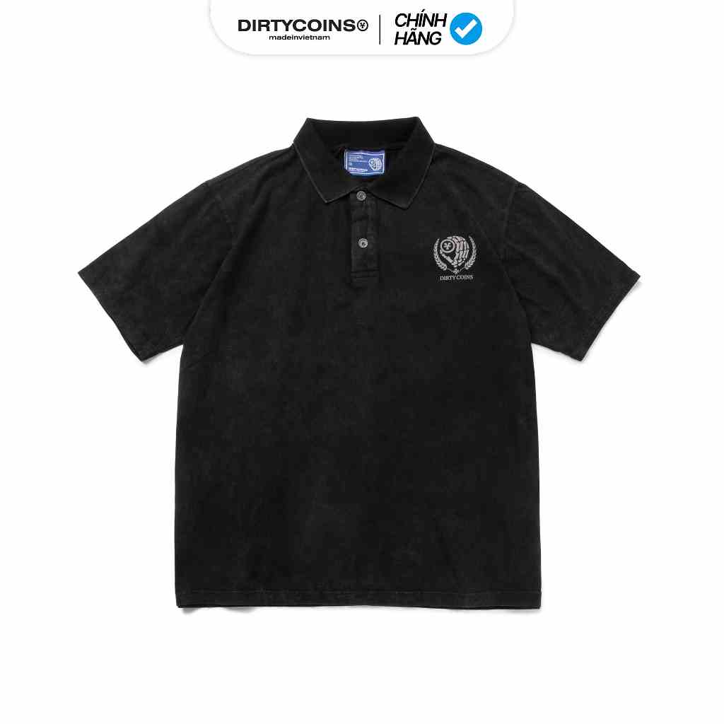 Áo Thun DirtyCoins Academy Logo Wash Polo - Black