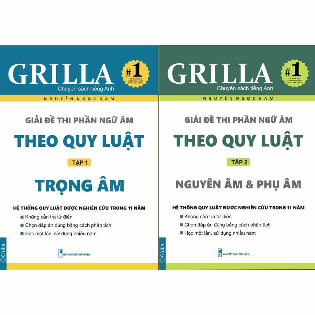 Sách - Combo giải đề thi phần ngữ âm theo quy luật tập 1 & 2 GRILLA, kèm App học miễn phí