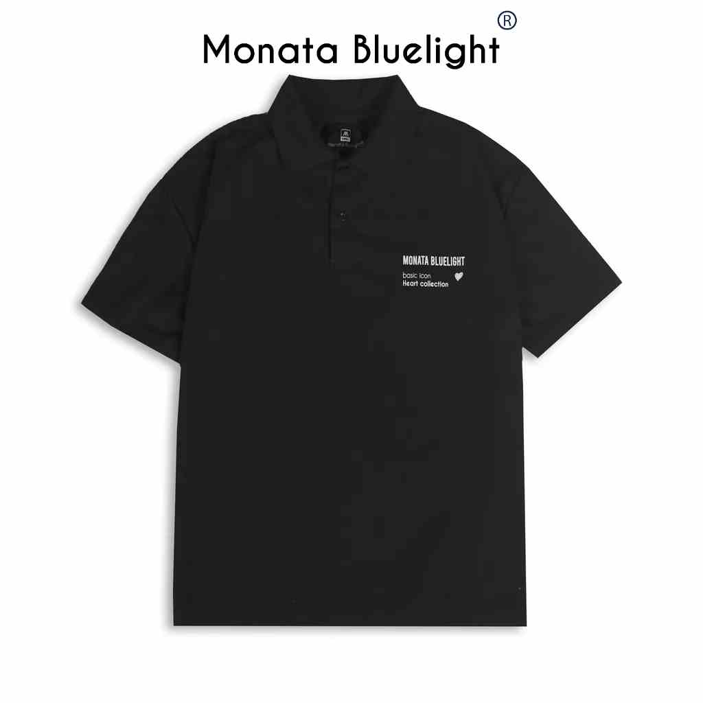 [Mua 2 giảm 7%] MONATA BLUELIGHT Basic icon Heart - Áo Polo unisex oversize