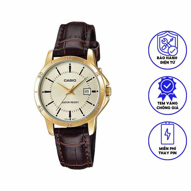 Đồng Hồ Nữ Casio Dây Da LTP-V004GL-9AUDF Chính Hãng