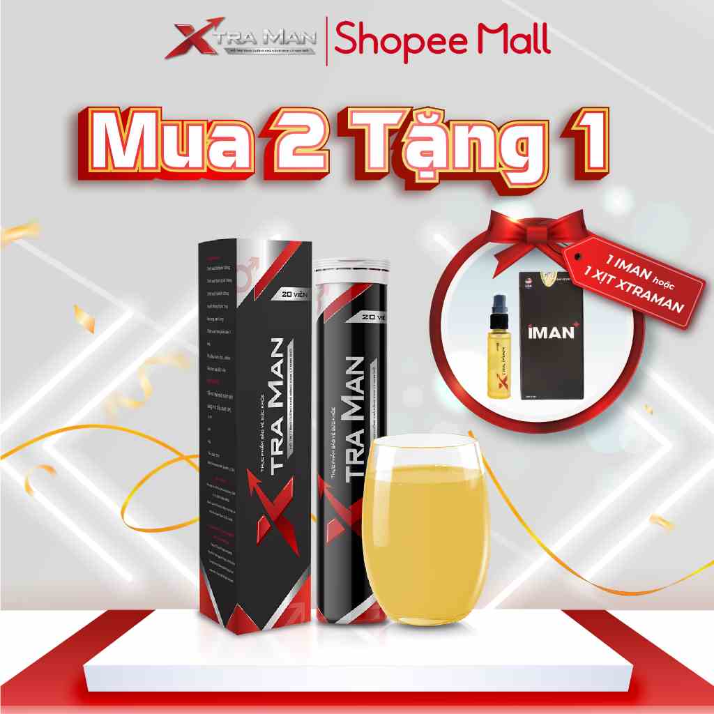 Viên Sủi XTRAMAN(Combo mua 2 tặng 1) Cải thiện Sinh Lý Nam, Kéo dài thời gian quan hệ Hộp 20 Viên