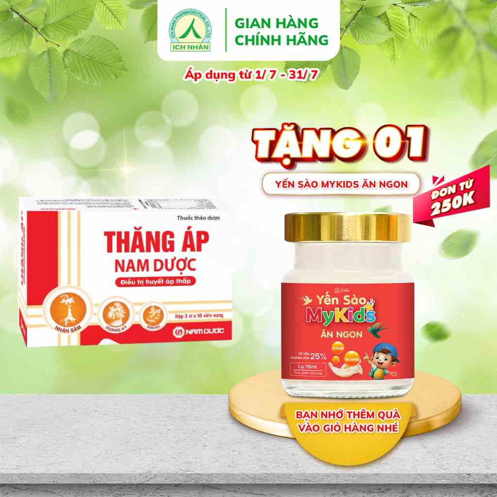 Viên uống Thăng Áp Nam Dược, thành phần thảo dược giúp điều hòa nhịp tim, tăng huyết áp, giảm mệt mỏi hộp 30 viên TA3