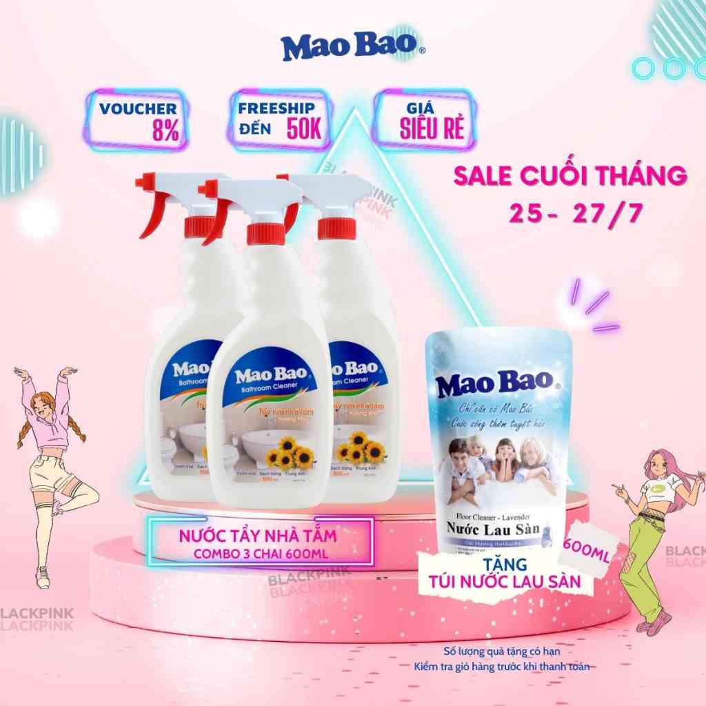 Combo 3 Chai Nước Tẩy Nhà Tắm Mao Bao 600ml