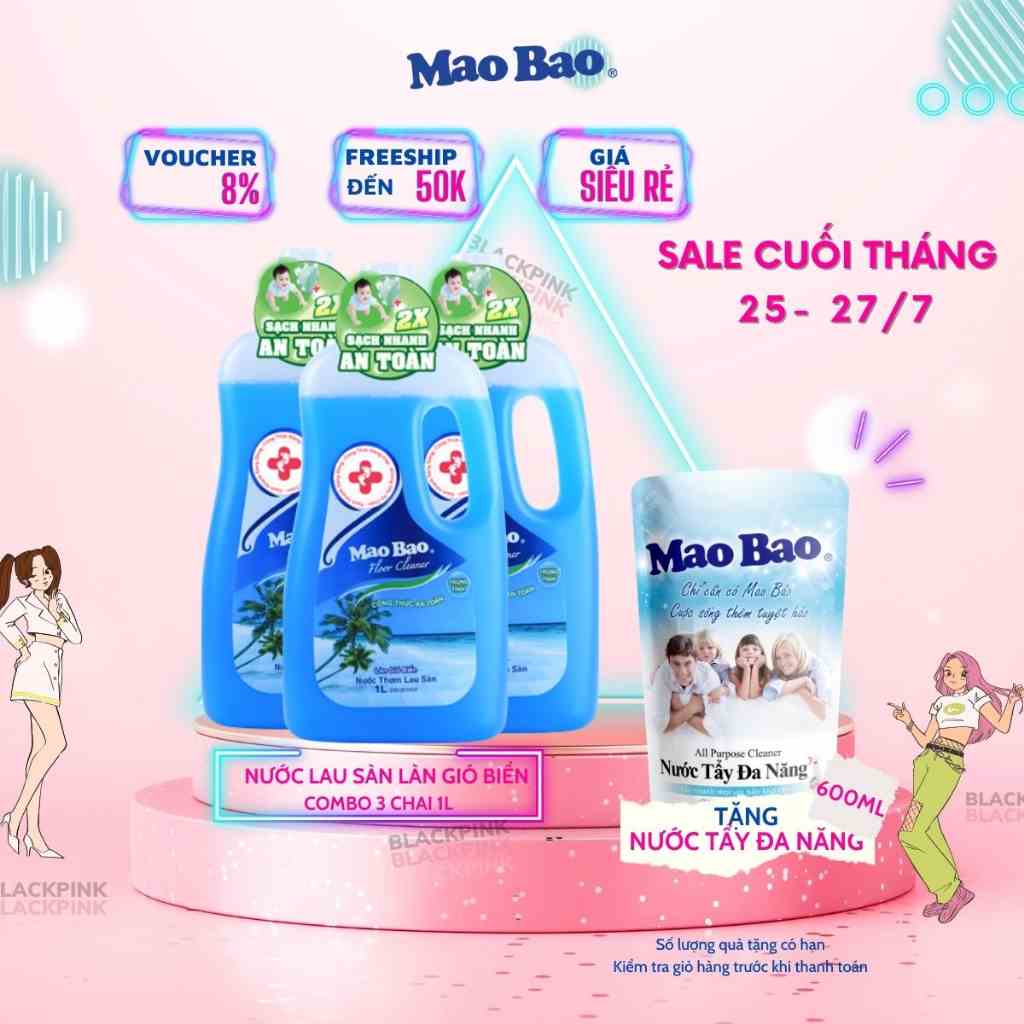 Combo 3 Chai Nước Lau Sàn Mao Bao Hương Làn Gió Biển 1L/chai