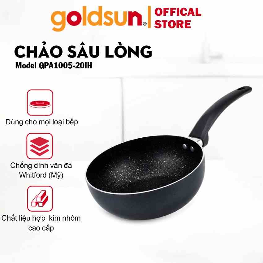 [Mã BMLTB35 giảm đến 35K đơn 99K] Chảo chống dính sâu lòng Goldsun họa tiết vân đá GPA1005-20IH