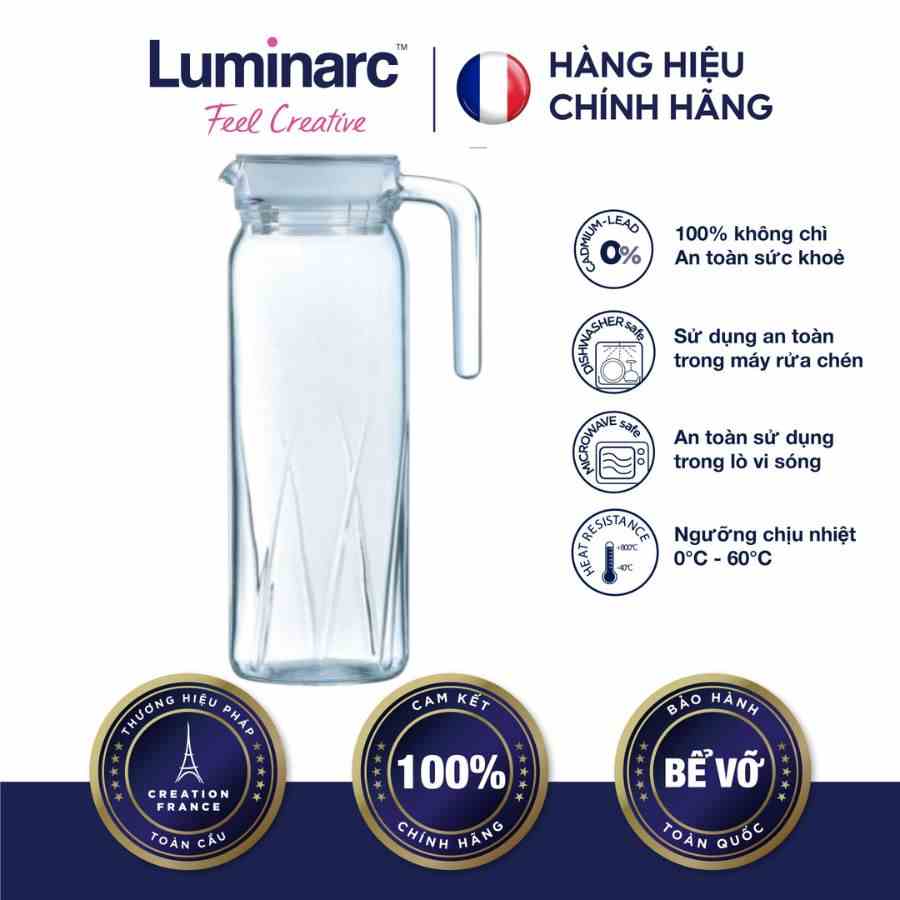 [Mã BMLTA35 giảm đến 35K đơn 99K] Bình Thuỷ Tinh LUMINARC DONA EMBOSSMENT RAY 1L - LUDOQ0436