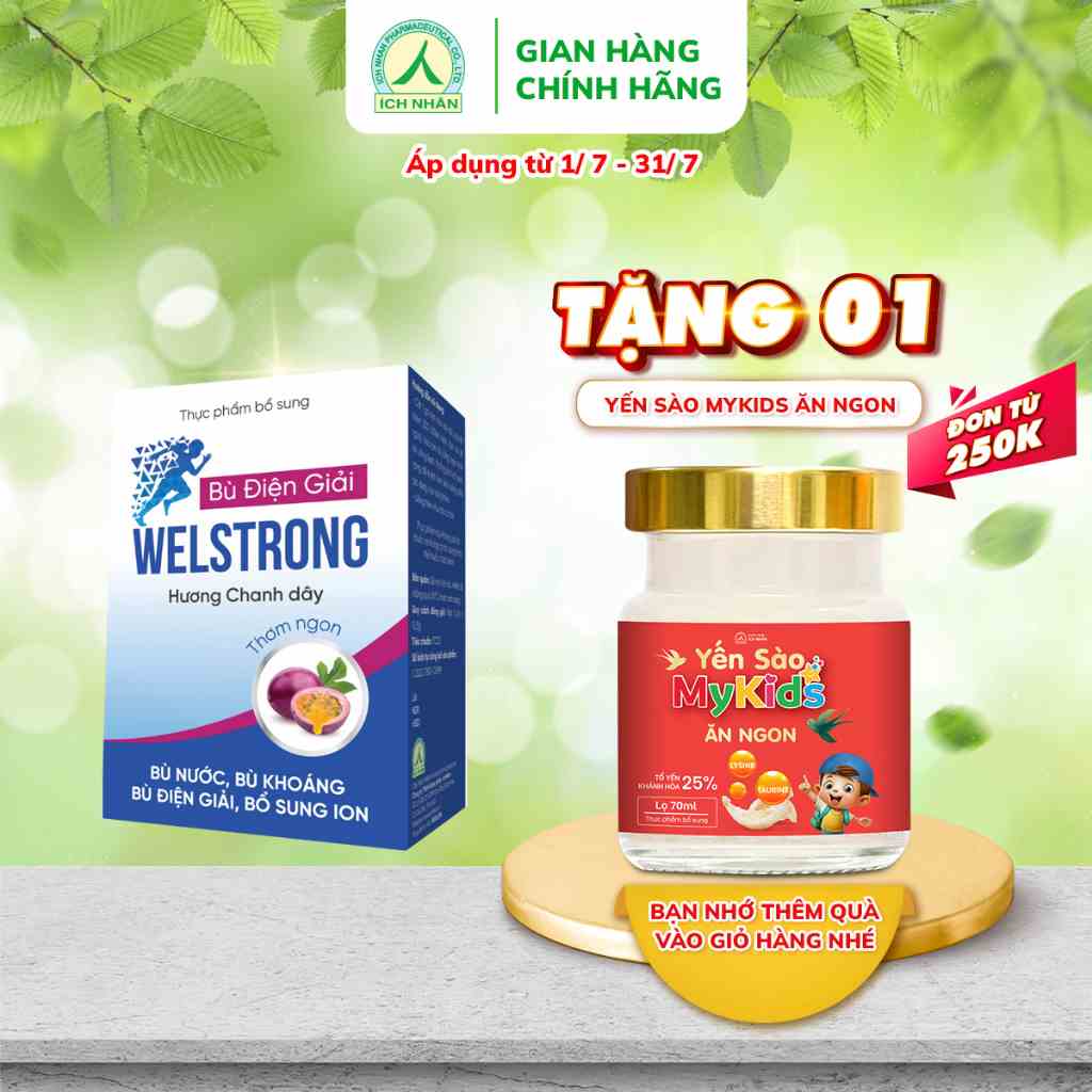 Bù Điện Giải Welstrong Ích Nhân Giúp Bổ Sung Ion, Nước Và Khoáng Giảm Mệt Mỏi Hộp 5 Gói