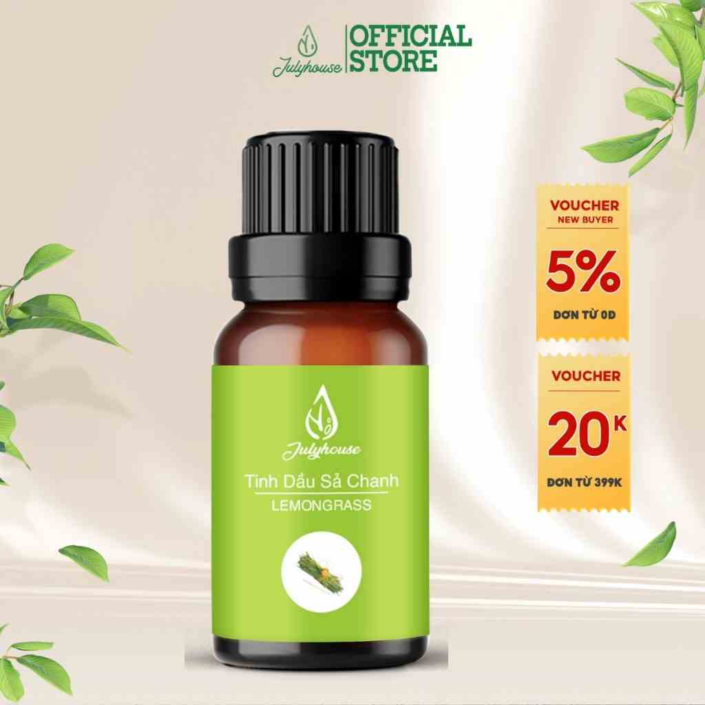 Tinh dầu sả chanh 10ml JULYHOUSE giúp xua đuổi côn trùng, khử mùi, thơm phòng