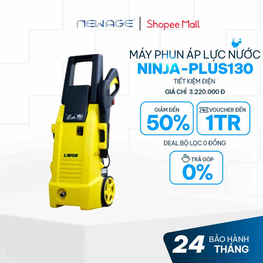 Máy rửa xe Lavor NINJA-PLUS130 áp lực cao động cơ chổi than đã bao gồm dây cấp nước, BH chính hãng 12 tháng