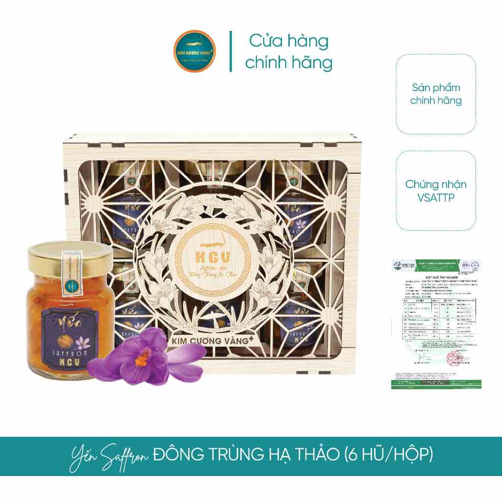 [Mã BMLTB200 giảm đến 100K đơn 499K] Yến Đông Trùng Hạ Thảo Saffron Kim Cương Vàng (6 Hũ/Hộp)