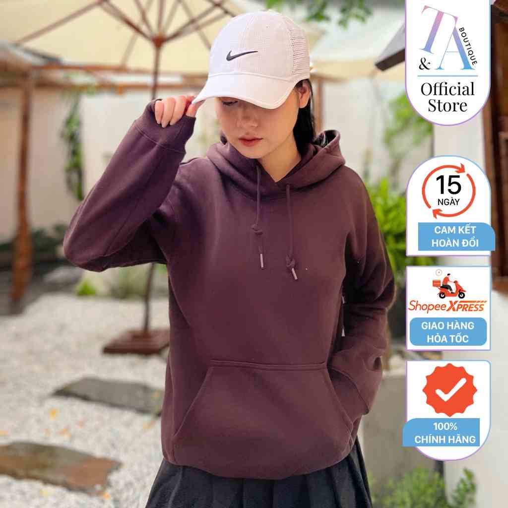 Áo hoodie nữ màu tím mềm mại, thoáng mát lớp lót nỉ bên trong ấm áp ChiDu - TA031