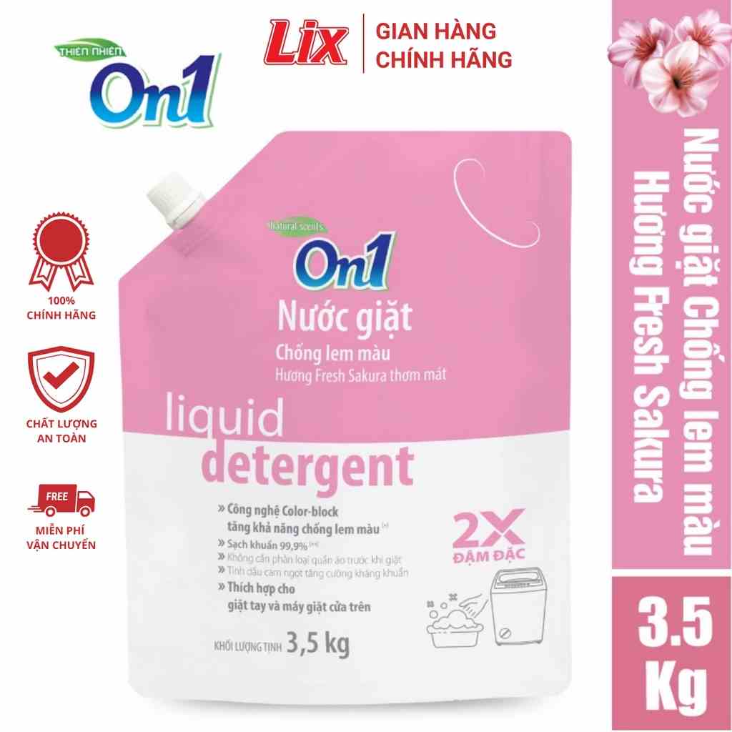 Nước giặt xả On1 chống lem màu hương Fresh Sakura 3.5Kg N6403 sạch khuẩn, khử mùi, kết hợp giặt xả 2 trong 1