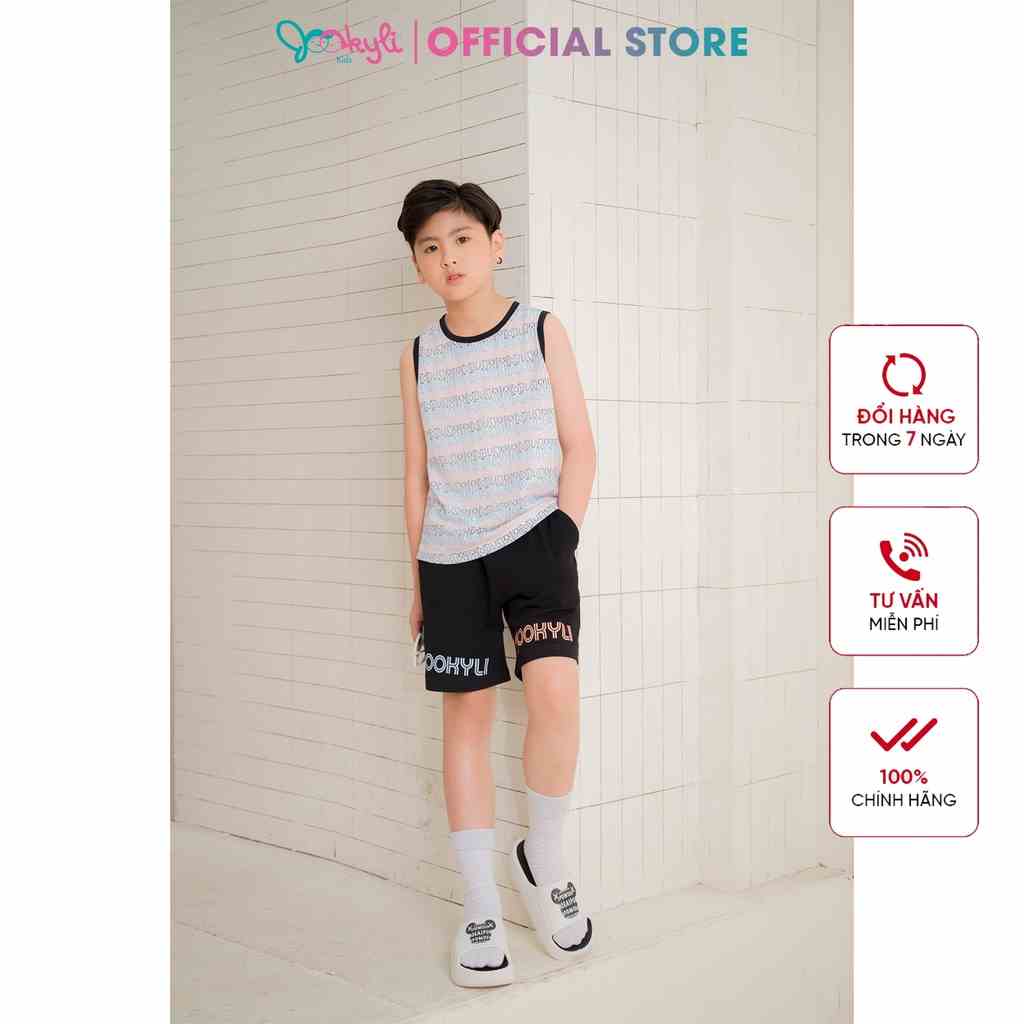 Đồ bộ bé trai thiết kế Jookyli áo ba lỗ, quần đùi chất cotton cao cấp Summer 95B0553