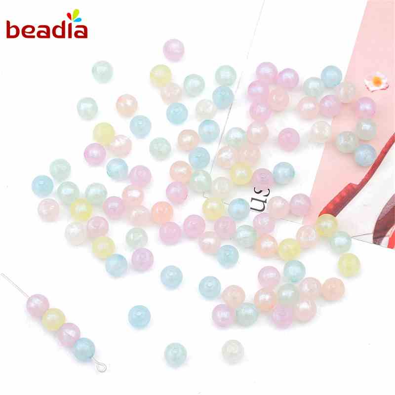 Hạt xỏ Beadia bằng acrylic cỡ 6mm nhiều màu sắc làm đồ trang sức thủ công DIY