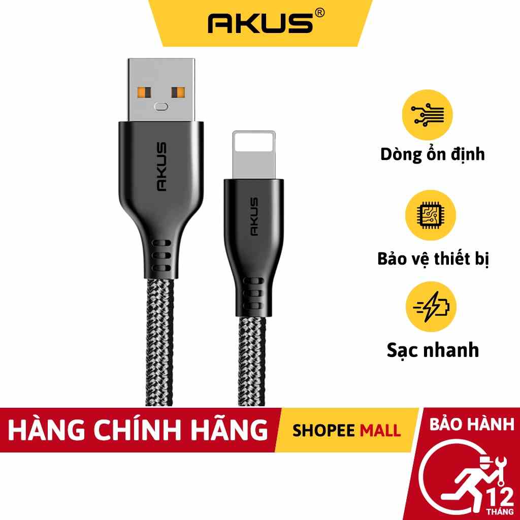 Dây cáp sạc nhanh bọc dù AKUS - D22 - Hàng chính hãng