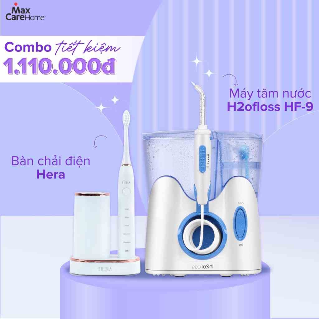 [COMBO GIẢM 1.110K] Máy tăm nước gia đình H2ofloss HF-9 + Bàn chải điện sạch sâu Maxcare Hera Whitening