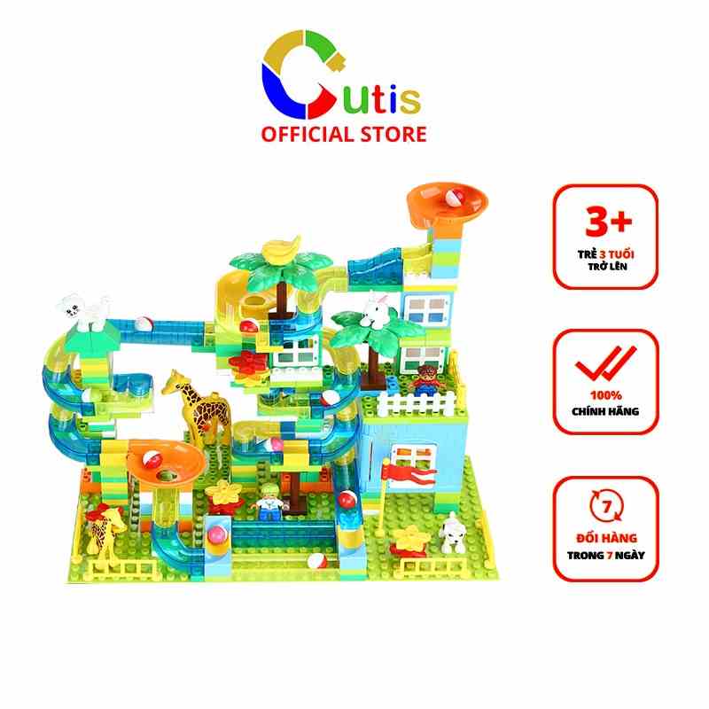 Bộ lego 243 mảnh Cutis, đồ chơi láp ráp cầu trượt, đồ chơi giáo dục và phát triển trí thông minh cho bé (có kèm đế)