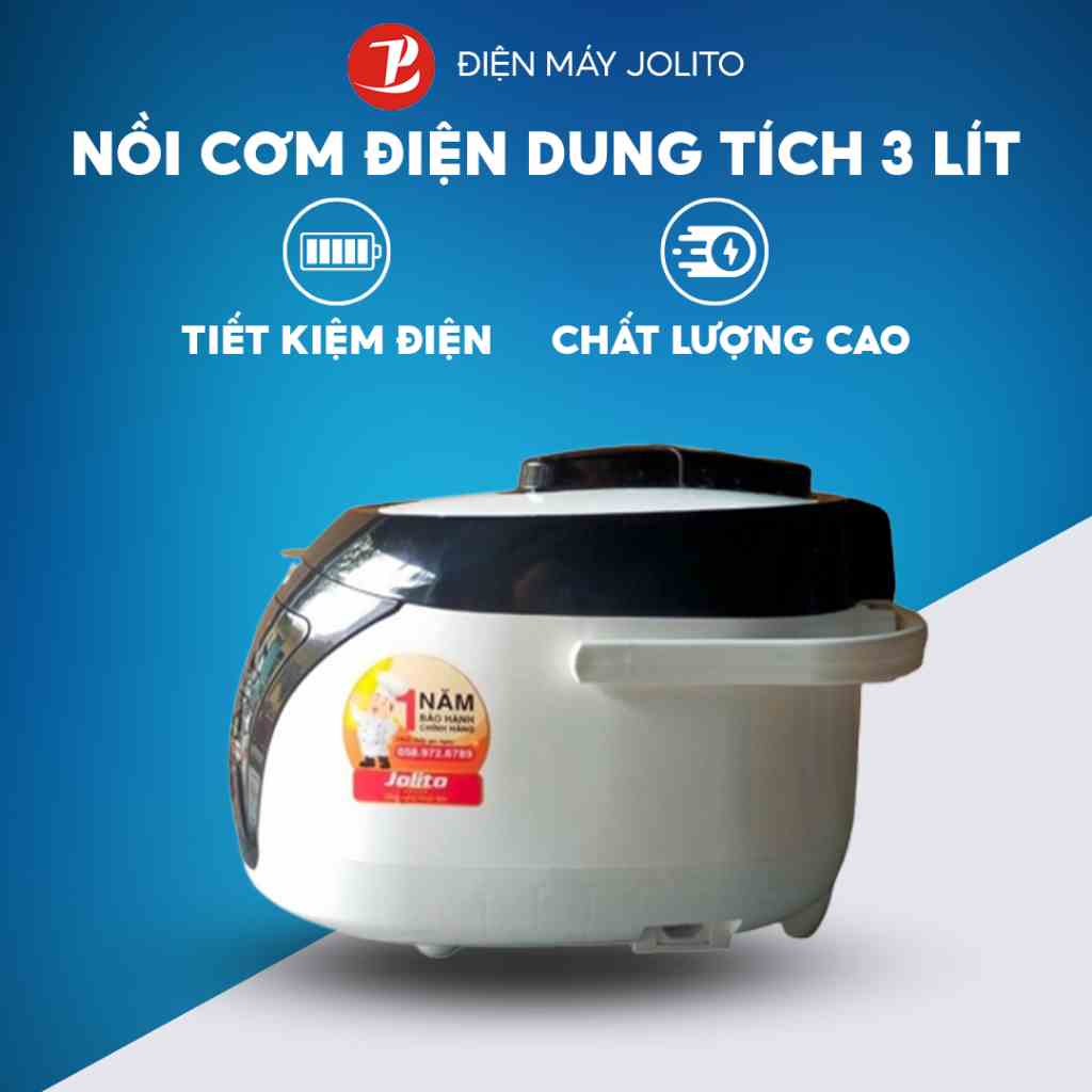 Nồi cơm điện Jolito 1.8ĐT01 dung tích 1.8L thiết kế hiện đại, đề cao tính an toàn và tiện lợi - Bảo hành 12 tháng