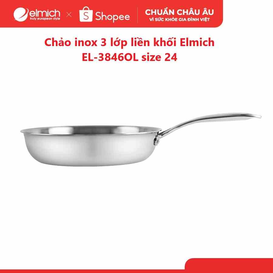 Chảo inox 3 lớp liền khối Elmich EL-3846OL size 24cm