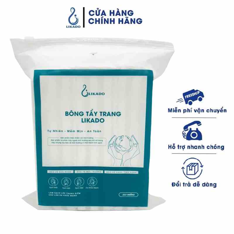 Bông trang điểm Likado 222 miếng kích thước 5cm x 6cm