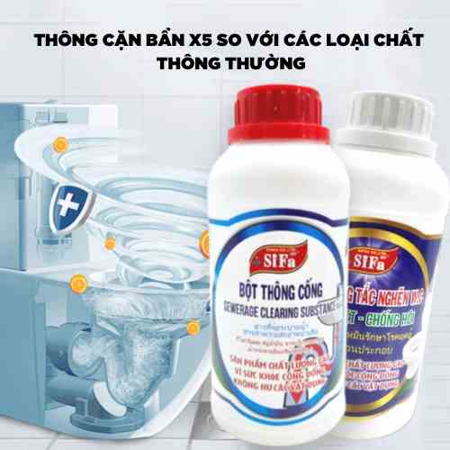 Lọ bột thông cống 550gr siêu mạnh dùng chuyên dụng thông tắc cầu, tắc cống thế hệ mới, thông tắc tức thì - Huy Tưởng