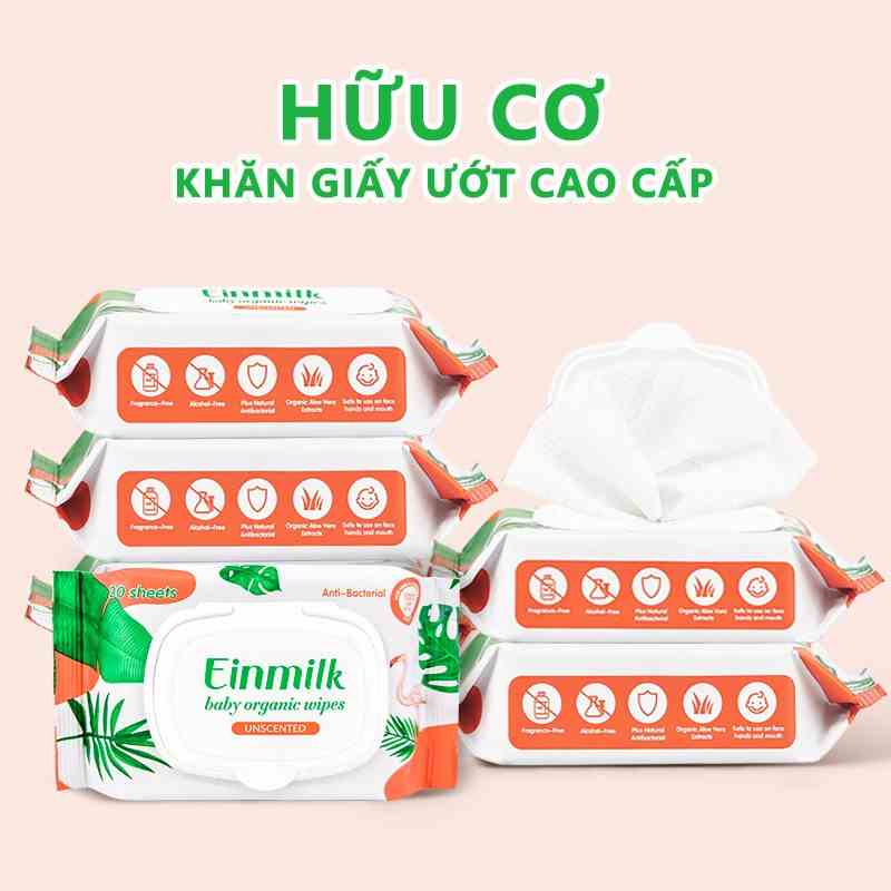 [Einmilk.ân ninh] Khăn giấy ướt Einmilk 20 tờ & 80 tờ một gói ,không mùi dành cho bé Baby Wipes WW600