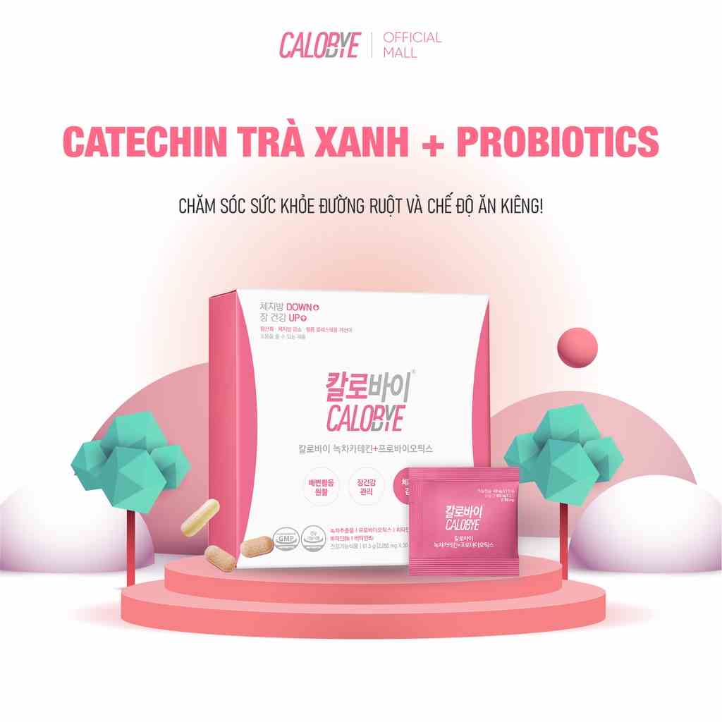 [Mã BMLTB200 giảm đến 100K đơn 499K] Viên Uống Giảm Mỡ Cơ Thể Calobye Catechin Trà Xanh + Probiotics (30 Ngày x 30 Gói)