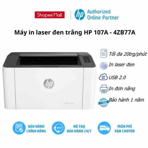 [Mã ELHPPK giảm 10% đơn 500K] Máy in laser đen trắng HP 107A - 4ZB77A - In đen trắng - Hàng chính hãng