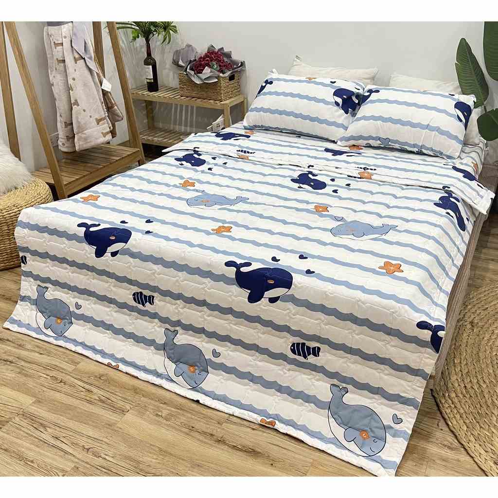 [Mã BMLTA35 giảm đến 35K đơn 99K] Set ga gối chăn hè chần bông 5 món Emmibedding Store