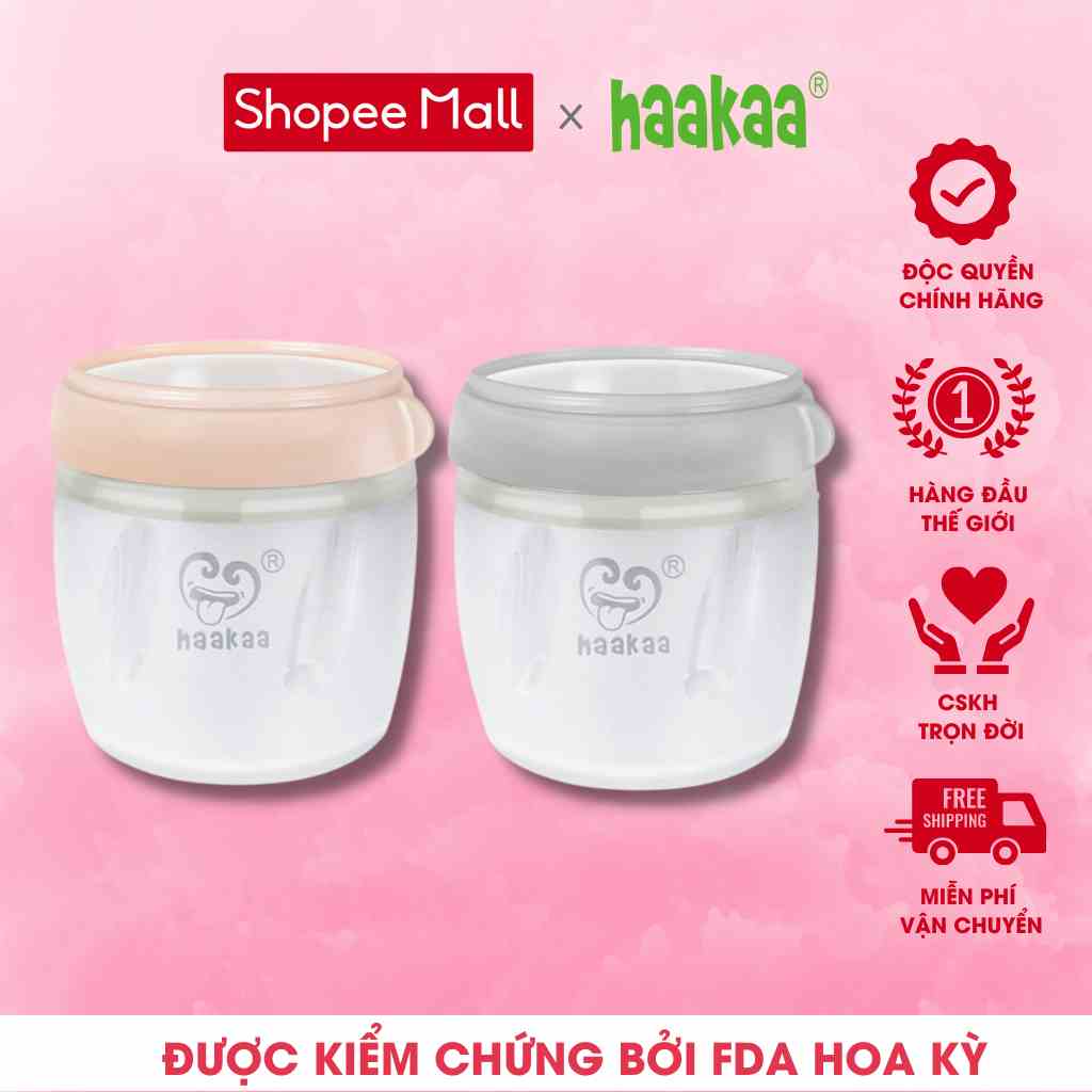 Bình trữ sữa, thức ăn cho bé Gen.3 160ml Haakaa. Chất liệu silicone cao cấp, an toàn. Không chứa BPA, PVC và phthalate